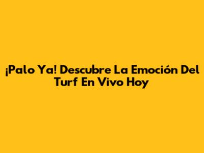 ¡Palo Ya! Descubre La Emoción Del Turf En Vivo Hoy