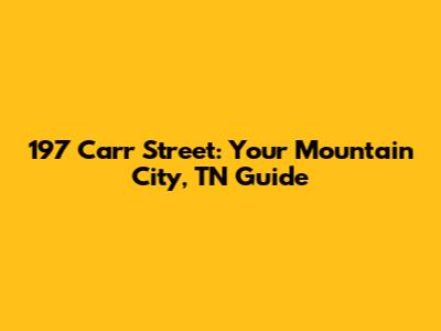 197 Carr Street: Your Mountain City, TN Guide