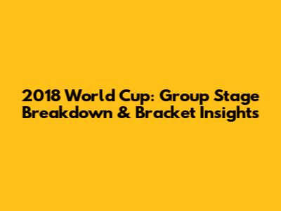 2018 World Cup: Group Stage Breakdown & Bracket Insights