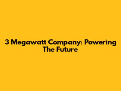 3 Megawatt Company: Powering The Future