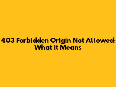 403 Forbidden Origin Not Allowed: What It Means