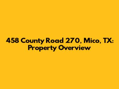 458 County Road 270, Mico, TX: Property Overview