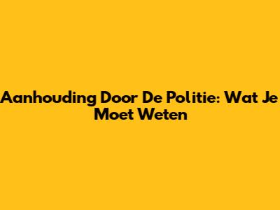 Aanhouding Door De Politie: Wat Je Moet Weten