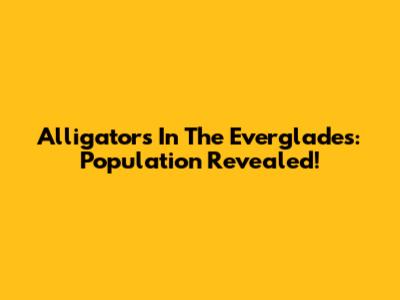 Alligators In The Everglades: Population Revealed!