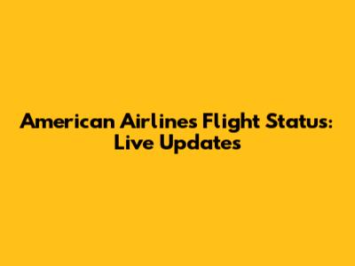 American Airlines Flight Status: Live Updates