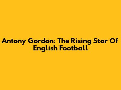 Antony Gordon: The Rising Star Of English Football