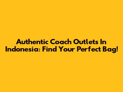 Authentic Coach Outlets In Indonesia: Find Your Perfect Bag!