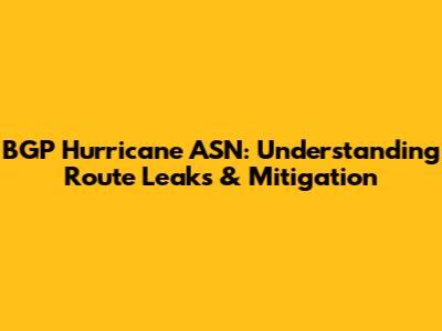 BGP Hurricane ASN: Understanding Route Leaks & Mitigation