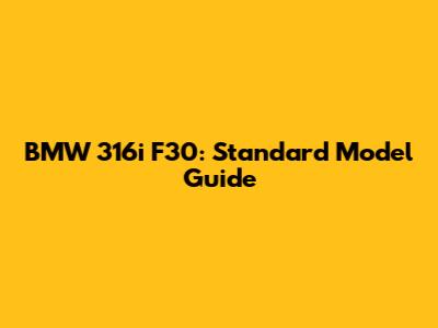 BMW 316i F30: Standard Model Guide