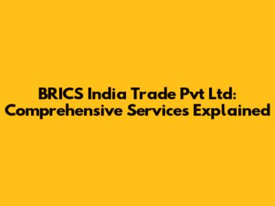 BRICS India Trade Pvt Ltd: Comprehensive Services Explained