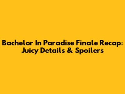 Bachelor In Paradise Finale Recap: Juicy Details & Spoilers