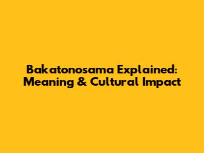 Bakatonosama Explained: Meaning & Cultural Impact