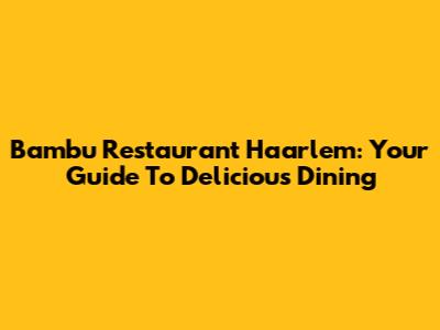 Bambu Restaurant Haarlem: Your Guide To Delicious Dining