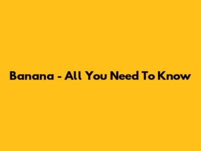 Banana - All You Need To Know