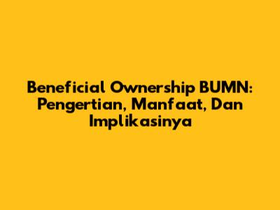 Beneficial Ownership BUMN: Pengertian, Manfaat, Dan Implikasinya