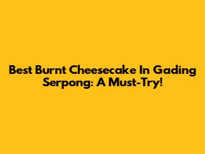 Best Burnt Cheesecake In Gading Serpong: A Must-Try!