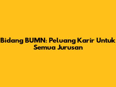 Bidang BUMN: Peluang Karir Untuk Semua Jurusan