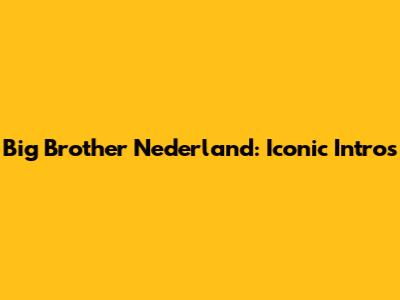 Big Brother Nederland: Iconic Intros