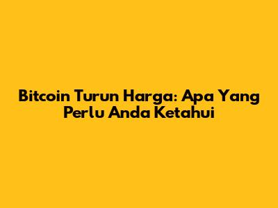 Bitcoin Turun Harga: Apa Yang Perlu Anda Ketahui