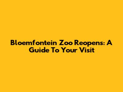 Bloemfontein Zoo Reopens: A Guide To Your Visit