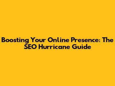 Boosting Your Online Presence: The SEO Hurricane Guide