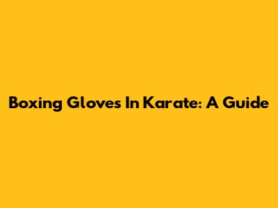 Boxing Gloves In Karate: A Guide