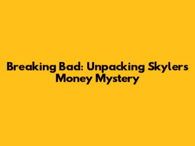 Breaking Bad: Unpacking Skyler's Money Mystery
