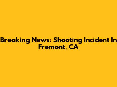 Breaking News: Shooting Incident In Fremont, CA