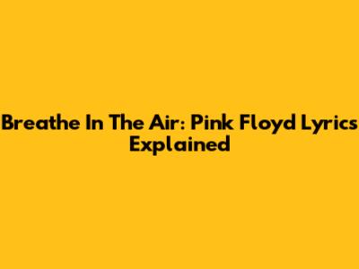 Breathe In The Air: Pink Floyd Lyrics Explained
