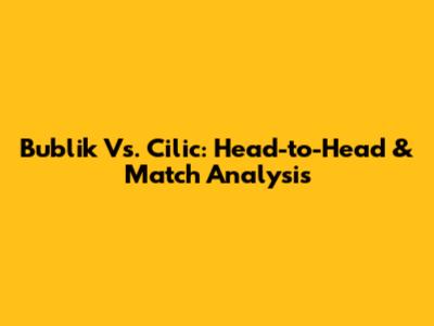Bublik Vs. Cilic: Head-to-Head & Match Analysis