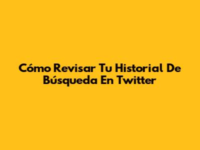 Cómo Revisar Tu Historial De Búsqueda En Twitter