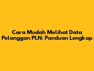 Cara Mudah Melihat Data Pelanggan PLN: Panduan Lengkap