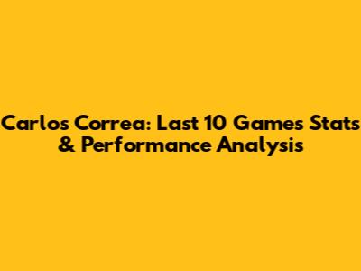 Carlos Correa: Last 10 Games Stats & Performance Analysis