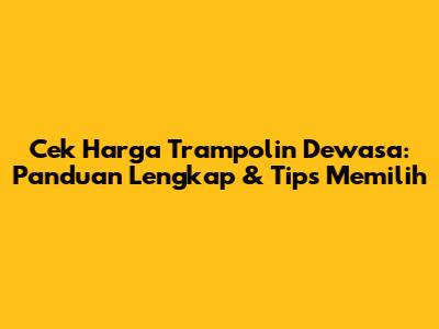 Cek Harga Trampolin Dewasa: Panduan Lengkap & Tips Memilih