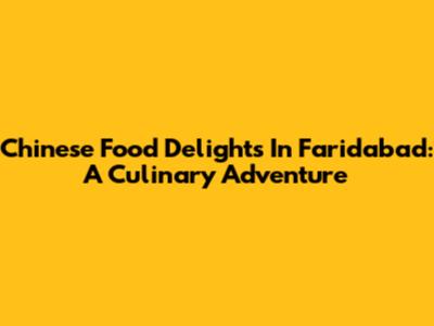 Chinese Food Delights In Faridabad: A Culinary Adventure