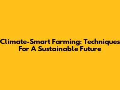 Climate-Smart Farming: Techniques For A Sustainable Future