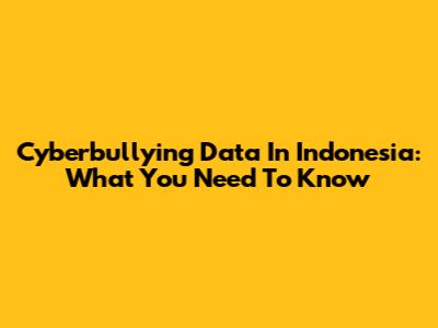 Cyberbullying Data In Indonesia: What You Need To Know
