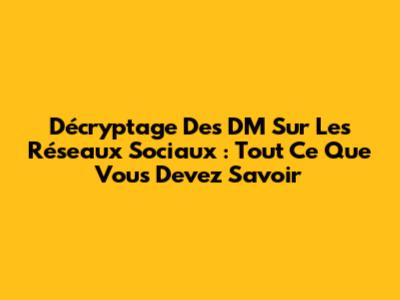 Décryptage Des DM Sur Les Réseaux Sociaux : Tout Ce Que Vous Devez Savoir
