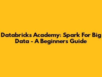 Databricks Academy: Spark For Big Data - A Beginner's Guide