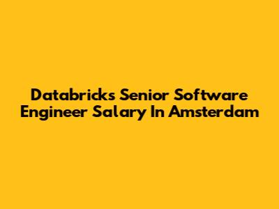 Databricks Senior Software Engineer Salary In Amsterdam