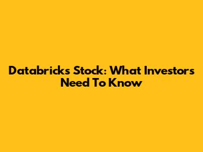 Databricks Stock: What Investors Need To Know