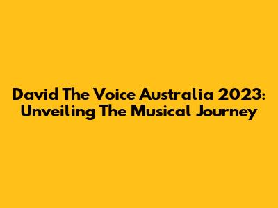 David The Voice Australia 2023: Unveiling The Musical Journey