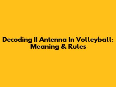 Decoding II Antenna In Volleyball: Meaning & Rules