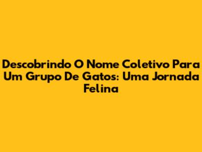 Descobrindo O Nome Coletivo Para Um Grupo De Gatos: Uma Jornada Felina