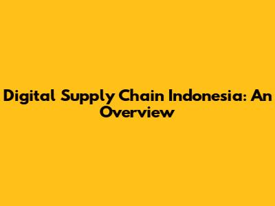 Digital Supply Chain Indonesia: An Overview
