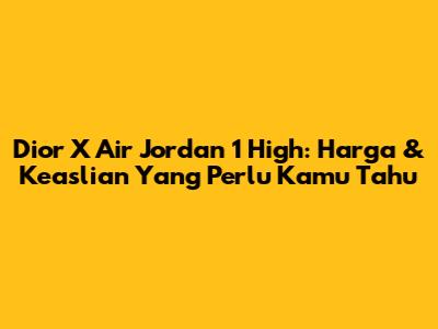 Dior X Air Jordan 1 High: Harga & Keaslian Yang Perlu Kamu Tahu