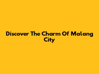 Discover The Charm Of Malang City