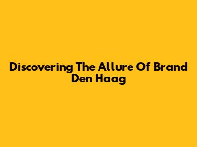 Discovering The Allure Of Brand Den Haag