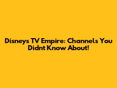 Disney's TV Empire: Channels You Didn't Know About!