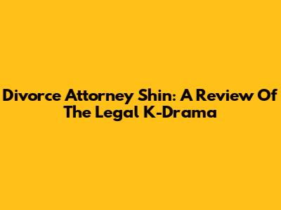 Divorce Attorney Shin: A Review Of The Legal K-Drama